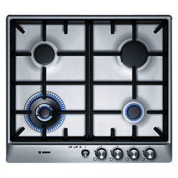 Bosch PCH615M90E Gas Hob, Brushed Steel